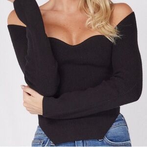 Boutique Black Ribbed Blouse